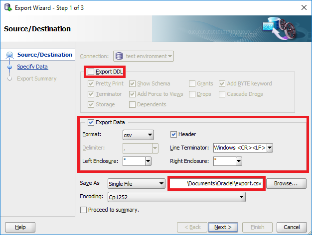 Proper csv export from Oracle